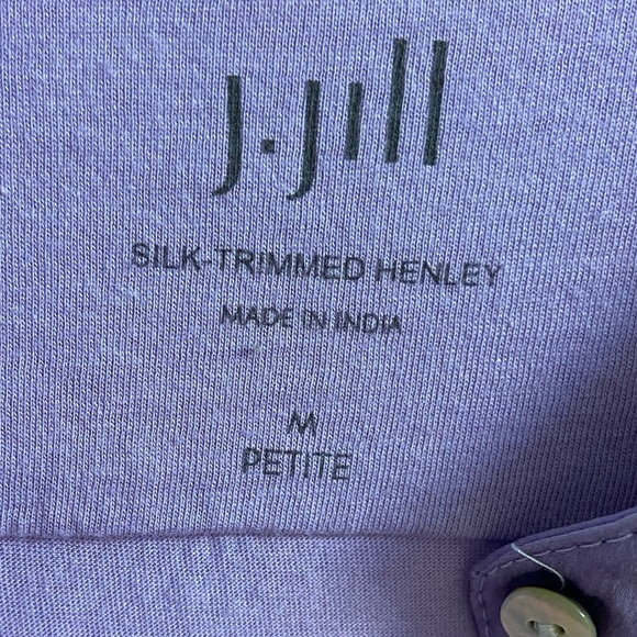 J Jill silk trim Henley lavender long sleeve Medium Petite - Picture 6 of 8